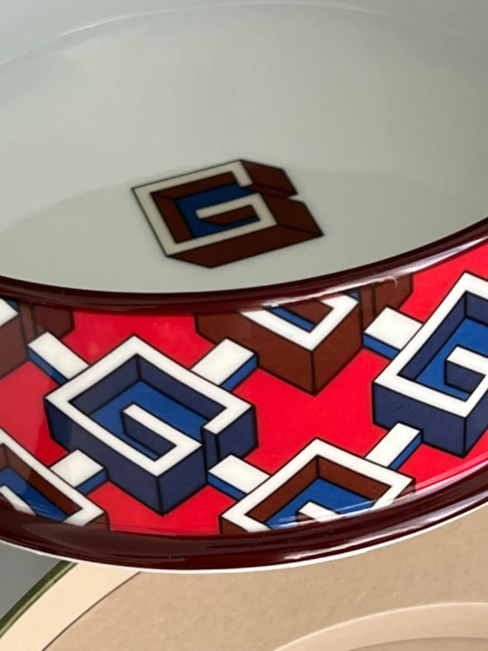 Gucci Pet Bowl G Design Porcelain Plate Large Height 2.4 Diameter 7 New $650